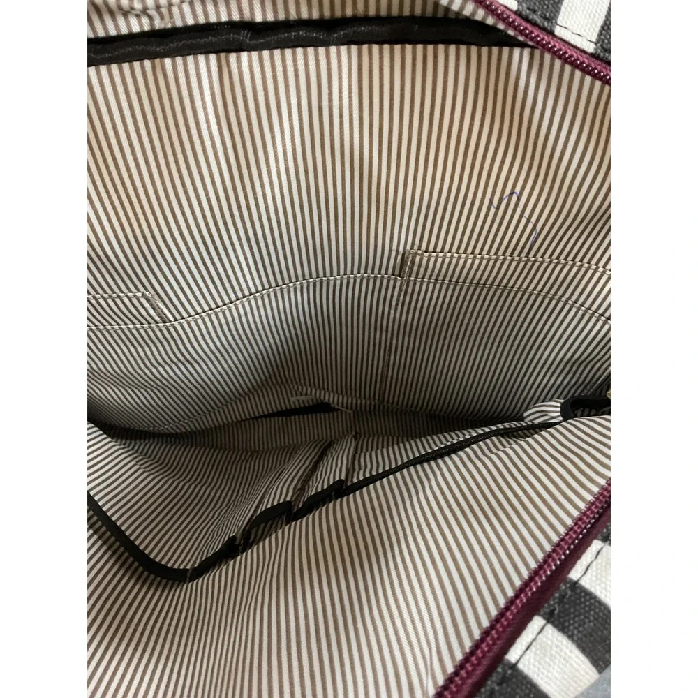 LOVEVOOK Laptop Messenger Bag Burgundy Black White Striped Satchel Briefcase